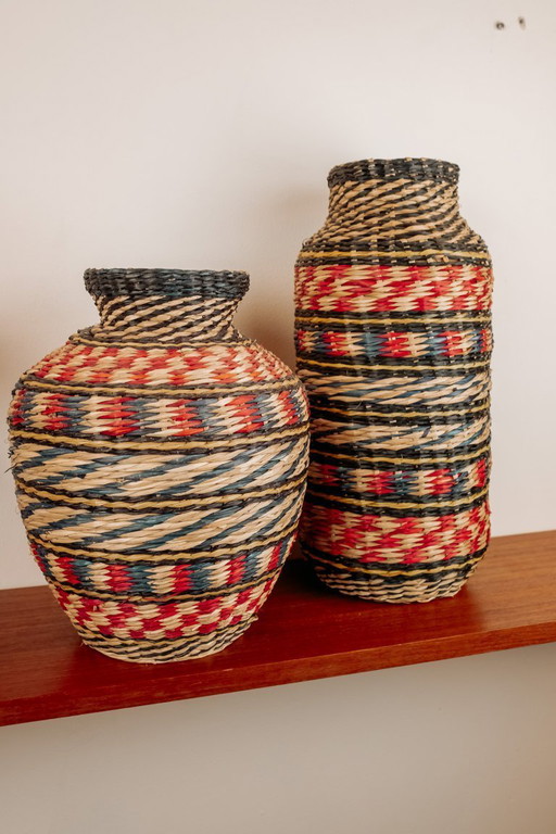 Bohemianische Vintage-Vasen im Ibiza-Stil, 2er-Set