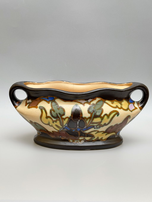  Art Deco Hand-Painted Jardinière by C.M. Bergen, Belgium (c. 1920s–1930s) 