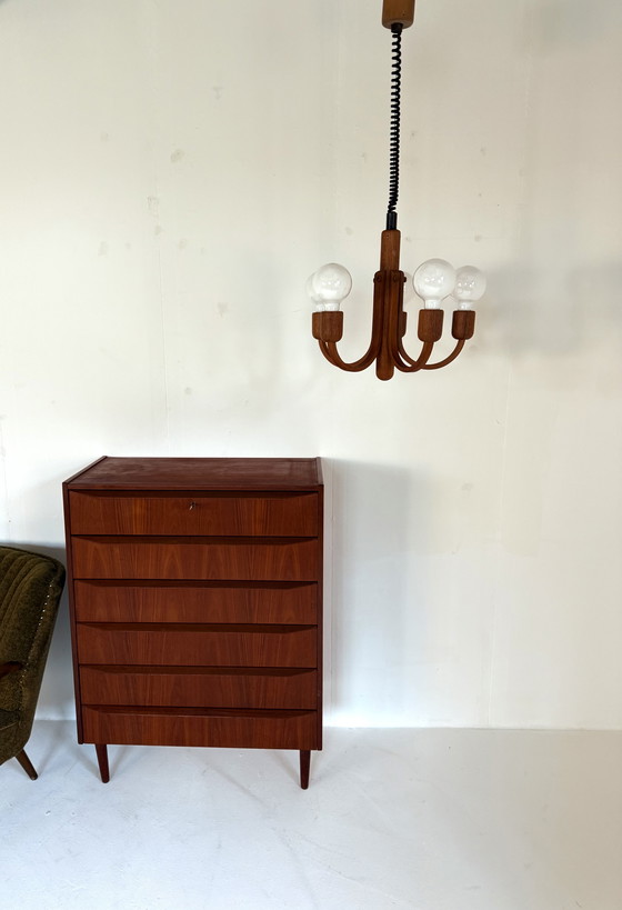 Image 1 of Lampada a sospensione vintage in teak 'Candela', Domus '80