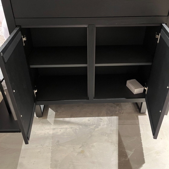 Pavie Storage Cabinet 2 Doors 1 Flap 6 Open Compartments 100cm Castle Black – Henders &Amp; Hazel (photo 3 of 3)