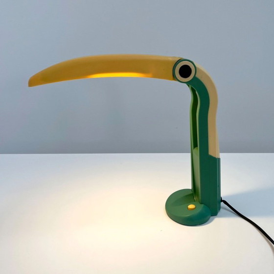 Image 1 of Lampe Toucan Vert Mer et Jaune par H.T. Huang pour Huanglite, années 1980