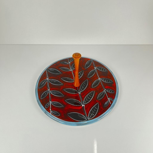 Vassoio in ceramica italiana con manico, 1960