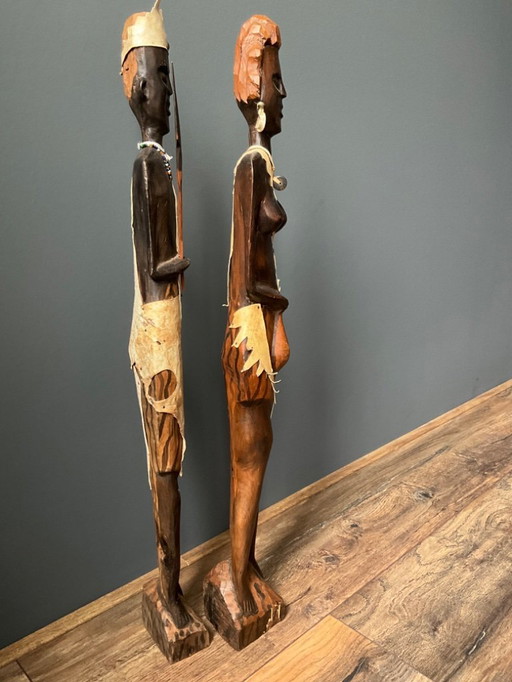 Couple de statues africaines authentiques (Lobi – Afrique de l'Ouest)