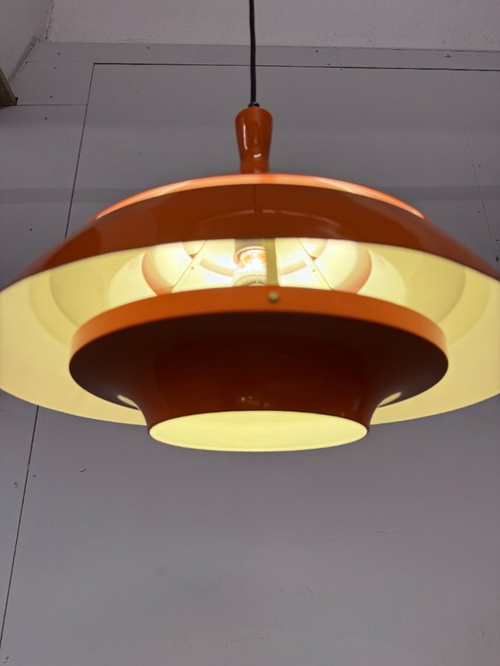 Schnieder Leuchten Pendant lamp – Orange – 70s – Metal (photo 7 of 12)