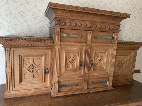 Image 1 of Credenza antica in rovere, vintage, stile country, rara, originale