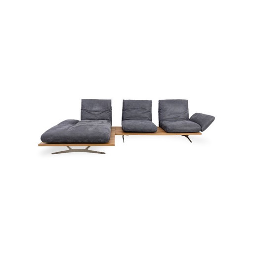 Originele Koinor Schwof hoekbank, designbank Bison 69, blauw leer