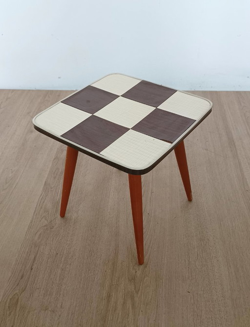 Sixties side table with checkered pattern