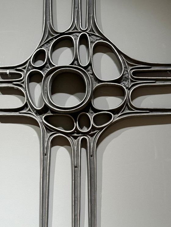 Image 1 of Pannello murale brutalista, fuso in alluminio, anni '70