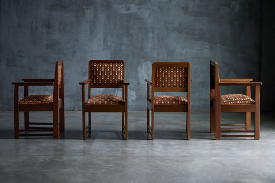 Image 1 of Set di 6 poltrone vintage della scuola di Amsterdam, Paesi Bassi 1940