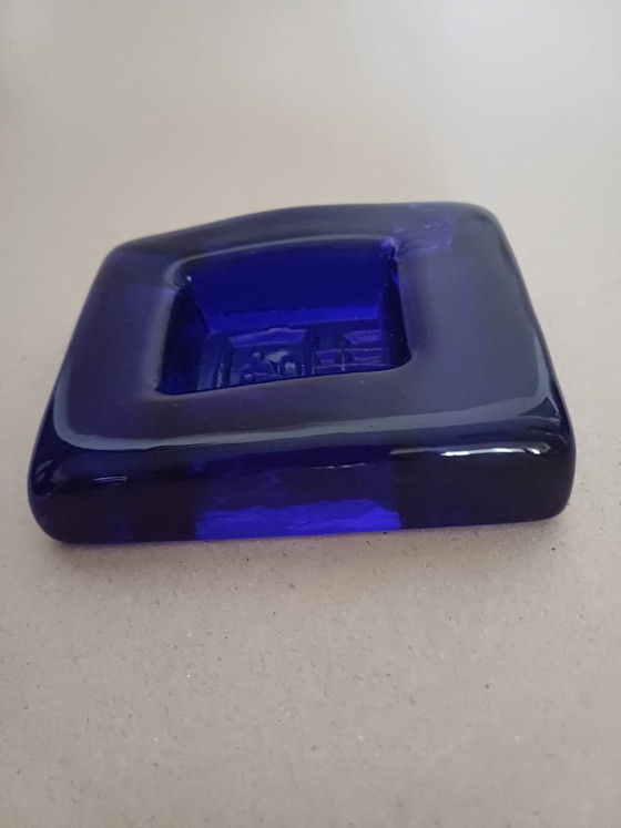 Vide-Poche / Cendrier / Plat à bibelots en verre bleu cobalt Erik Höglund pour Boda Glasbruk, années 1960 (photo 5 of 6)