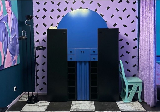 Interlübke Bar Duo Peter Maly Postmodern Memphis Milano 80s Blue