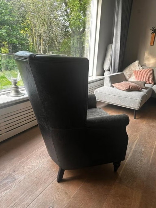 Vintage Leather Wingback Armchair Rofra