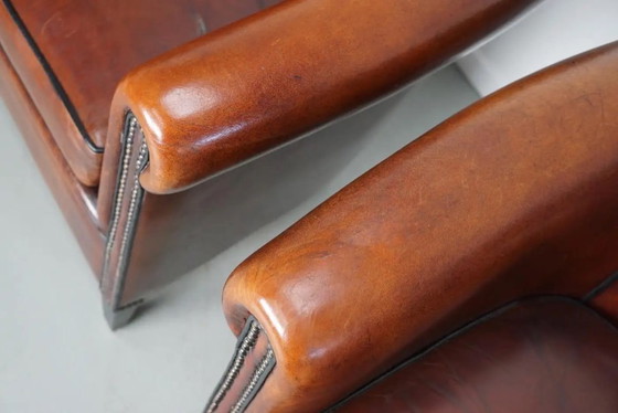Image 1 of Poltrone club olandesi vintage in pelle color cognac, set da 2