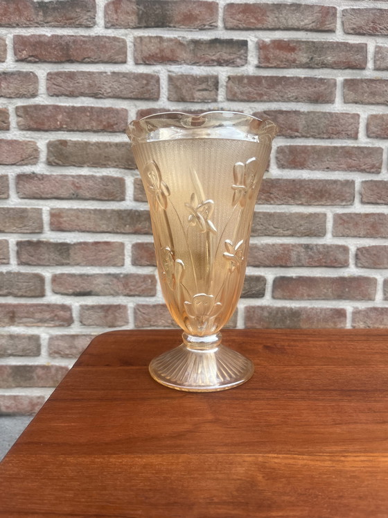 Image 1 of Vintage art deco Jeannette Glass ires Herringbone vase