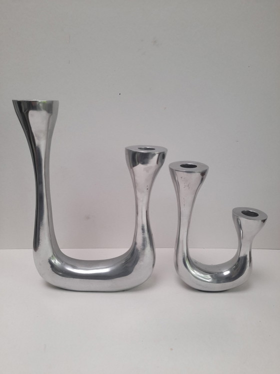Image 1 of Paar Doppelkerzenständer aus Aluminiumguss