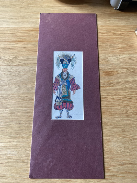 Image 1 of Leon Bakst 1927 Dibujo original - Traje de Barbizon