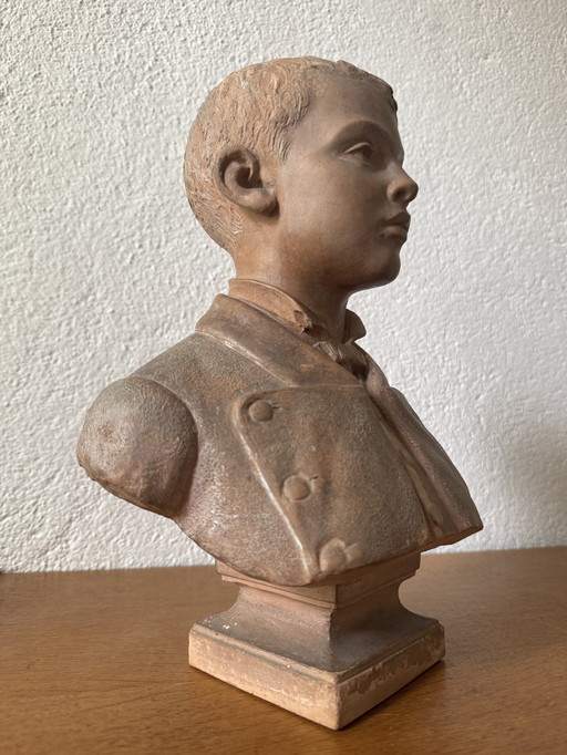 Paul Berthet 19th century terracotta bust of a young boy