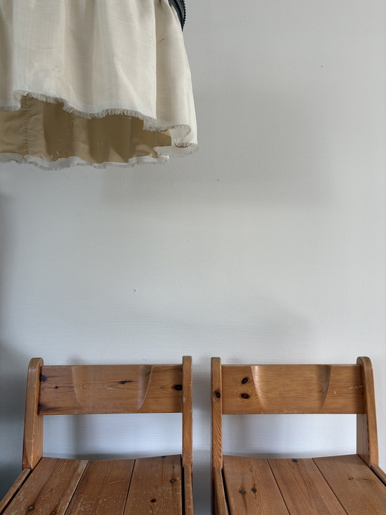Image 1 of   Vintage Ate van Apeldoorn set pine wood stoelen brutalist
