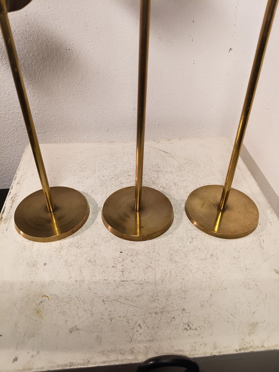 Image 1 of 2448 Vintage design eighties Memphis style brass candlesticks