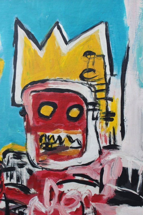 Image 1 of Modernistic Painting After Jean-Michel Basquiat, Circa 1970
