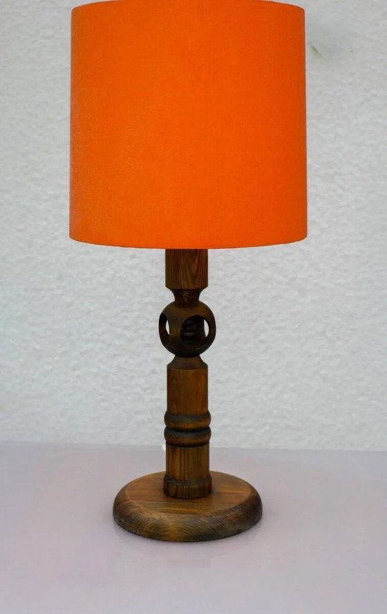 Image 1 of Large pine table lamp by Uno & Östen Kristiansson for Luxus, Sweden