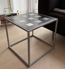 Set di 3 tavolini da caffè unici, design industriale dell'artista