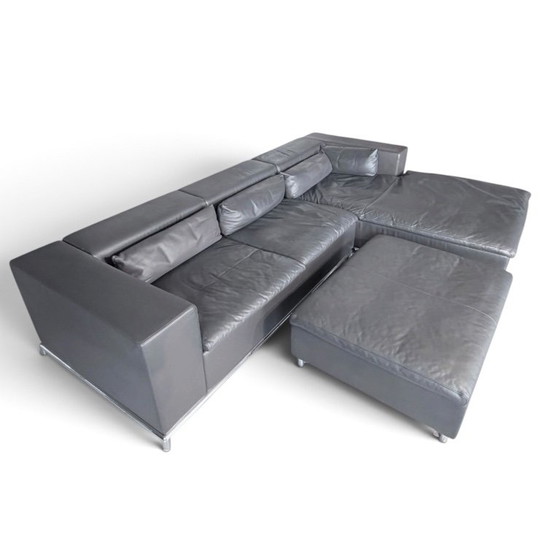 de Sede DS-7 Corner sofa with ottoman in grey leather (photo 2 of 9)