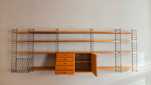  Modulares Wandregal aus Teakholz von Nils Strinning für String, 1960er Jahre