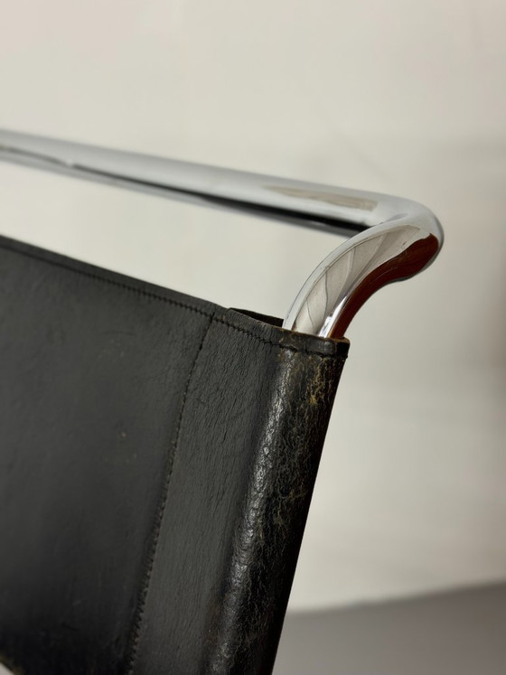Thonet S33 Cantilever Chair by Mart Stam, Vintage black Leather / Chrome, Dining chairs, Mid Century Modern (photo 11 of 15)
