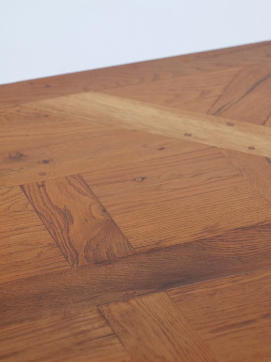 Image 1 of Solid oak coffee table, Aremberg parquet pattern, 19th century