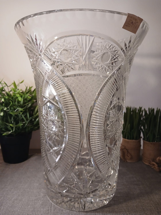 Monumental Hand-Cut Crystal Vase HS SUDETY POLAND 5kg New Condition Category 1 (photo 9 of 12)