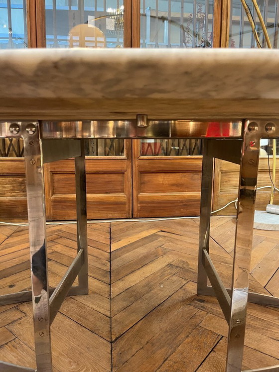 Image 1 of Ovale marmeren tafel van Vittorio INTROINI Uitgever Fratelli Saporiti Italië 1970 