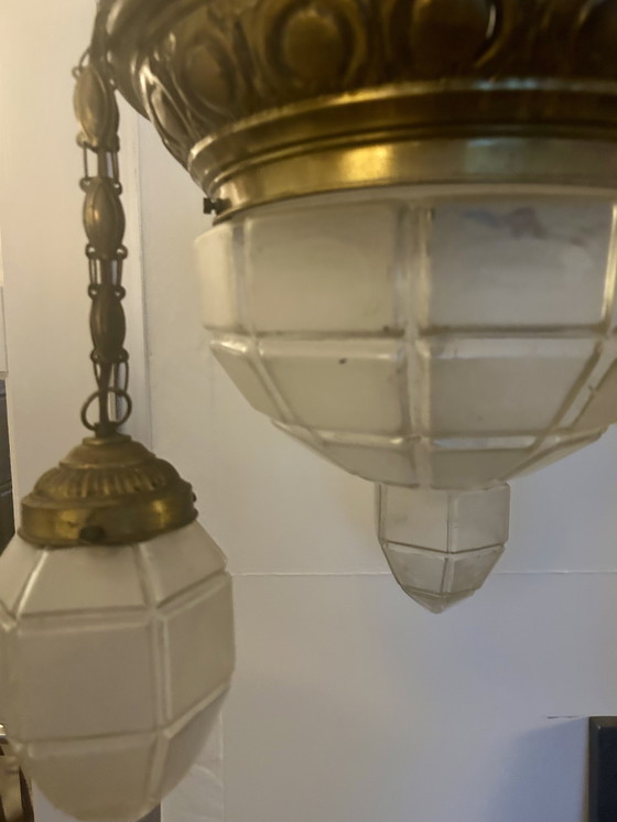 Image 1 of Art deco kroonluchter, glas