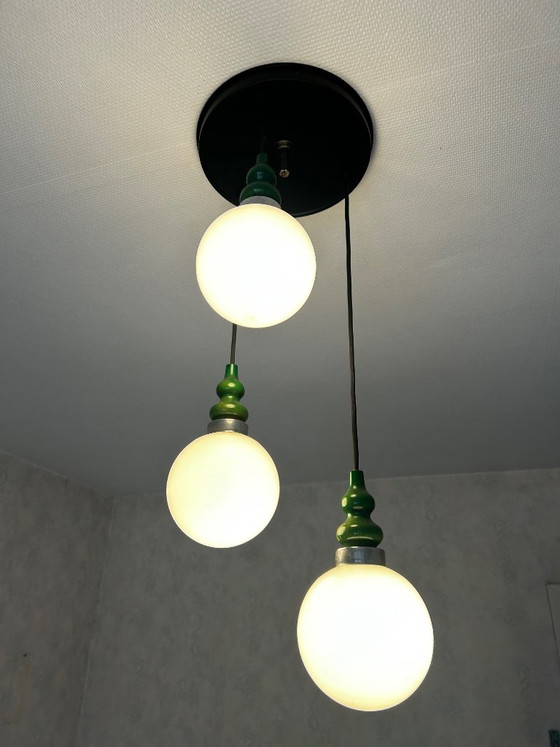 Lampada a sospensione vintage a 3 punti luce (altezza regolabile) – Lampade a sospensione, Glass, Metal (photo 6 of 8)