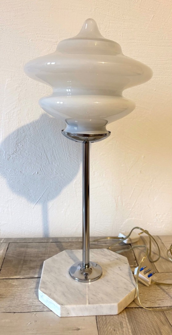 Paire de lampes Space Age - Design - Vintage - Murano - Années 70, Verre, Métal, Blanc, Modern (photo 6 sur 12)