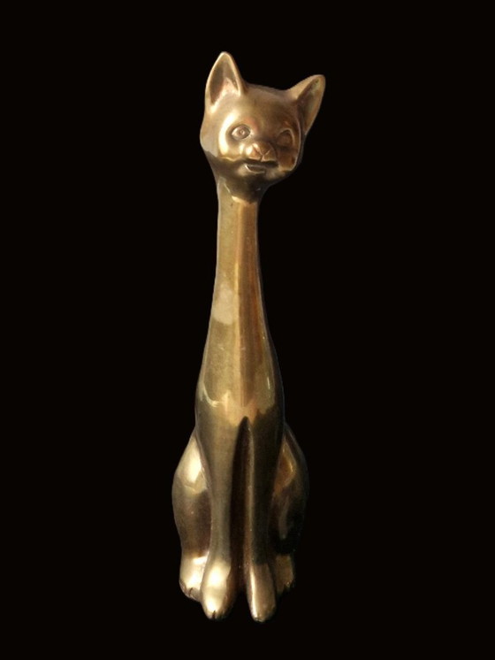 Image 1 of Large solid copper cat - 28.5 cm - 976 grams - 70s