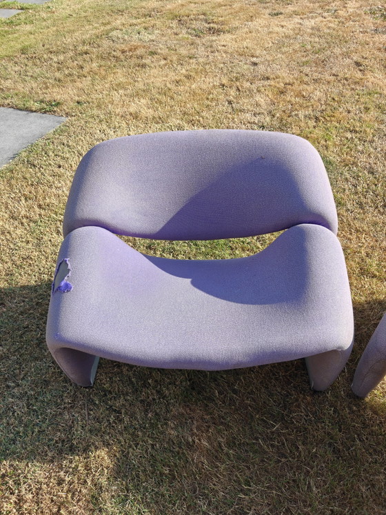 2x fauteuils Artifort F598 Groovy M bleu. Pierre Paulin – Aluminium, Textile (photo 5 of 6)