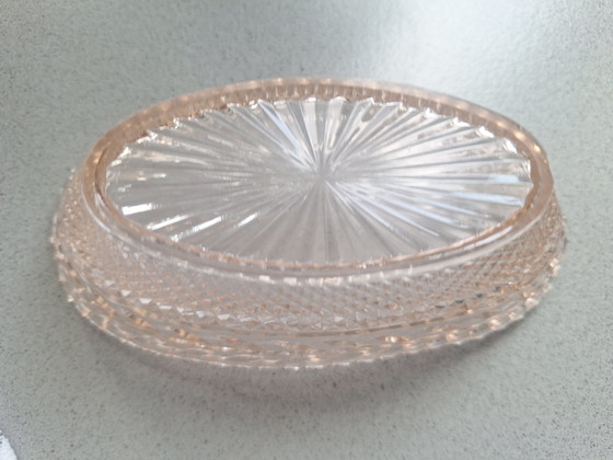 Image 1 of Anchor Hocking „Miss America“ Ovale Schale aus rosa Pressglas