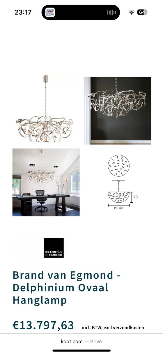 Image 1 of Brand van Egmond Lampadario Delphinium 140 cm x 70 cm