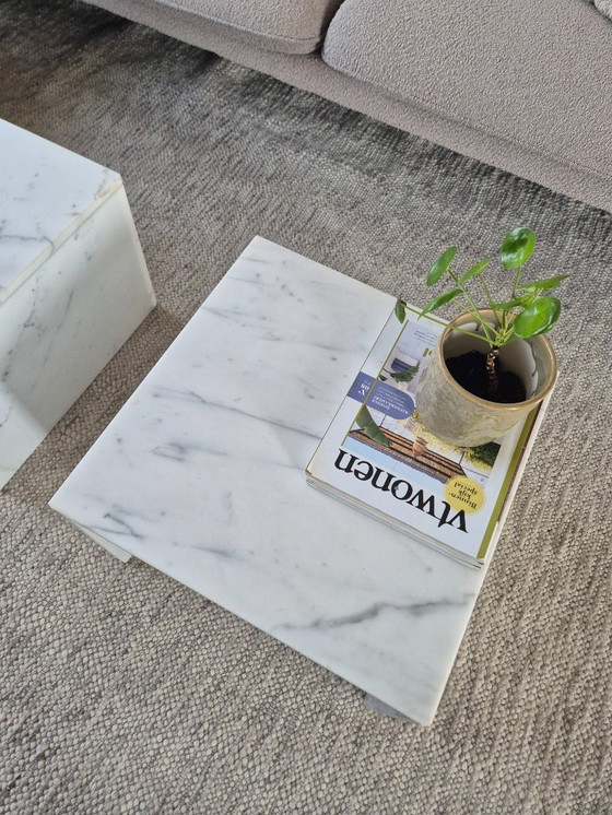 Image 1 of 2x vintage Carrara marble coffee tables