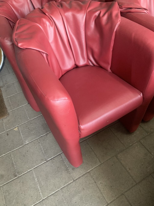 7 rode fauteuils jaren 80