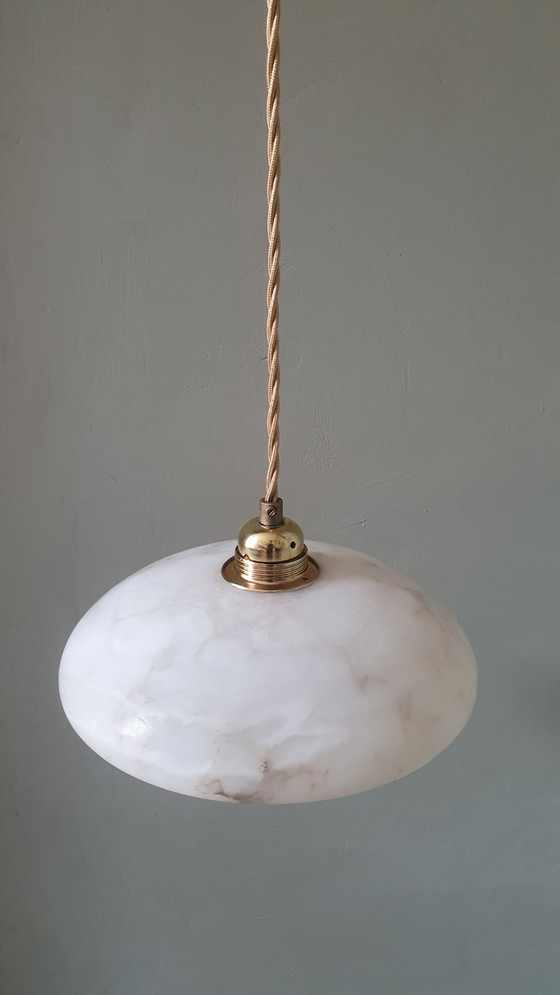 Lampada a sospensione vintage in alabastro - Art Déco - Metà secolo – Lampade a sospensione, Stone, Metal (photo 7 of 23)