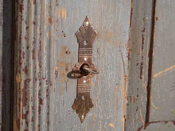 Rustic Painted Wooden Wardrobe, Central Europe, circa 1900–1920 (photo 16 of 40)