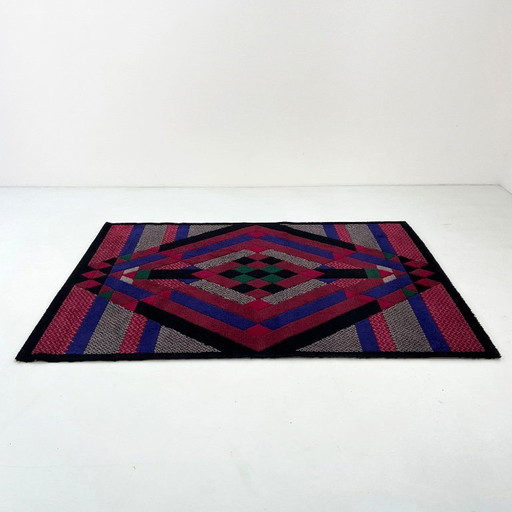 Groot geometrisch wollen vloerkleed van Gianni Erba voor Trend, jaren 80.