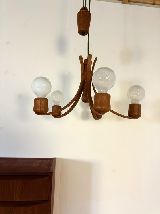 Image 1 of Contrepoids de lustre en teck vintage, Domus '80