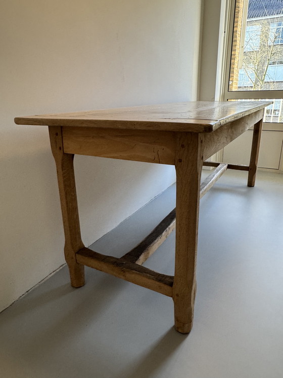 Image 1 of ANTIQUE lye-treated wooden DESK / COUNTER / WORKBENCH / DINING TABLE