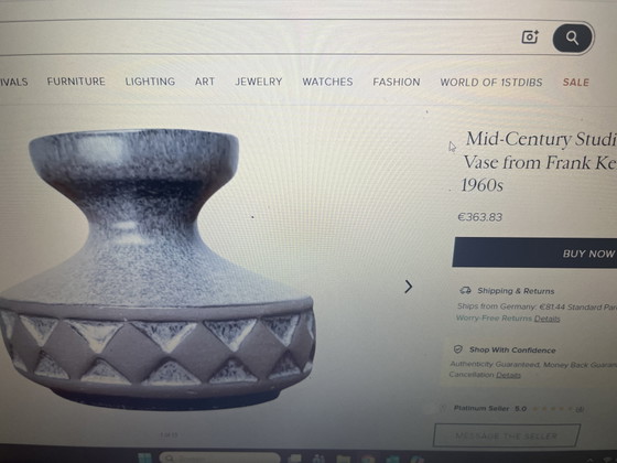 Mid Century Pottery Vase From Frank Keramik 1960s – Ceramic (photo 7 of 7)