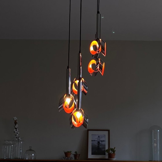 Image 1 of Suspension cascade en acier inox lustre 1970 Raak 