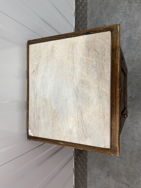 Image 1 of Art Deco Amsterdamse school nachtkast met marmer blad