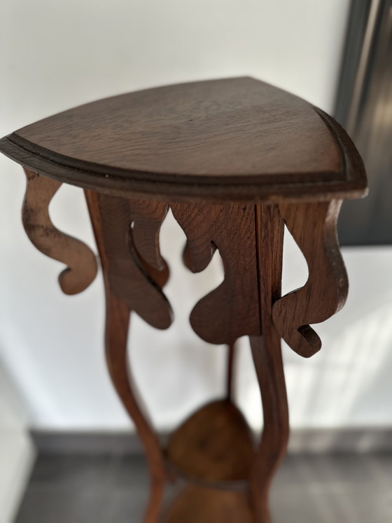 Image 1 of Columna Jardinière antigua Art Nouveau – Mesa para plantas de roble – 110 cm
